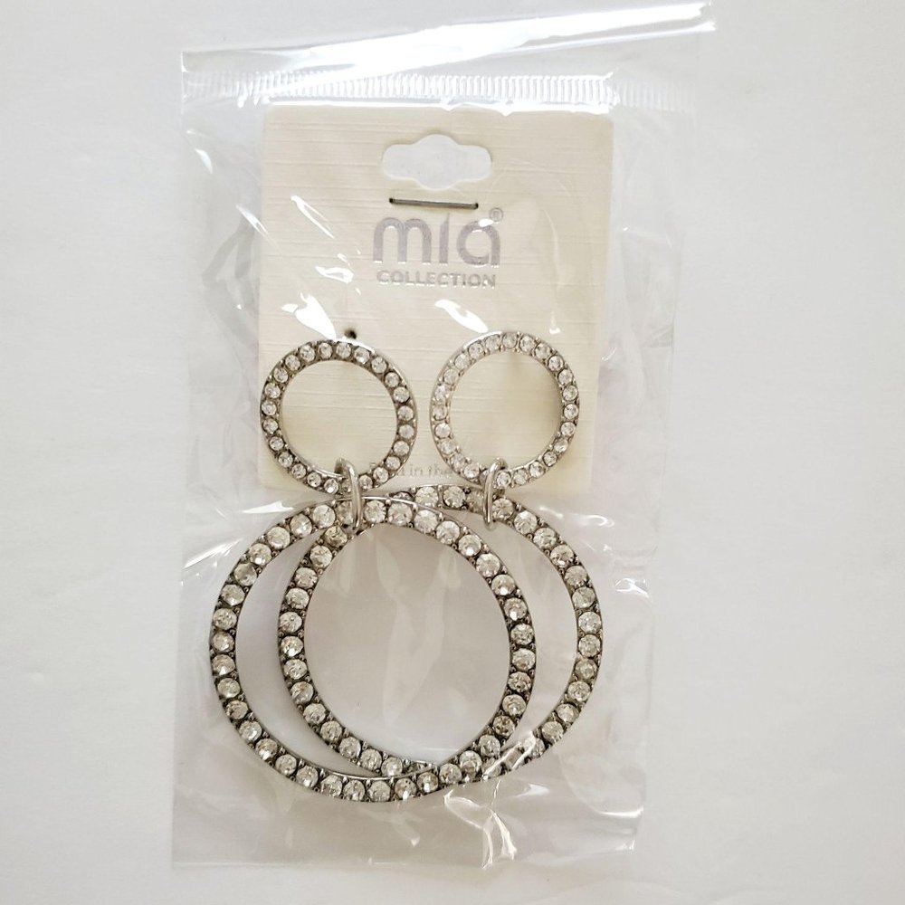 Mia Collection Women's Fashion Jewelry Clear Rhinestone Circle Drop Earrings - Picture 6 of 6